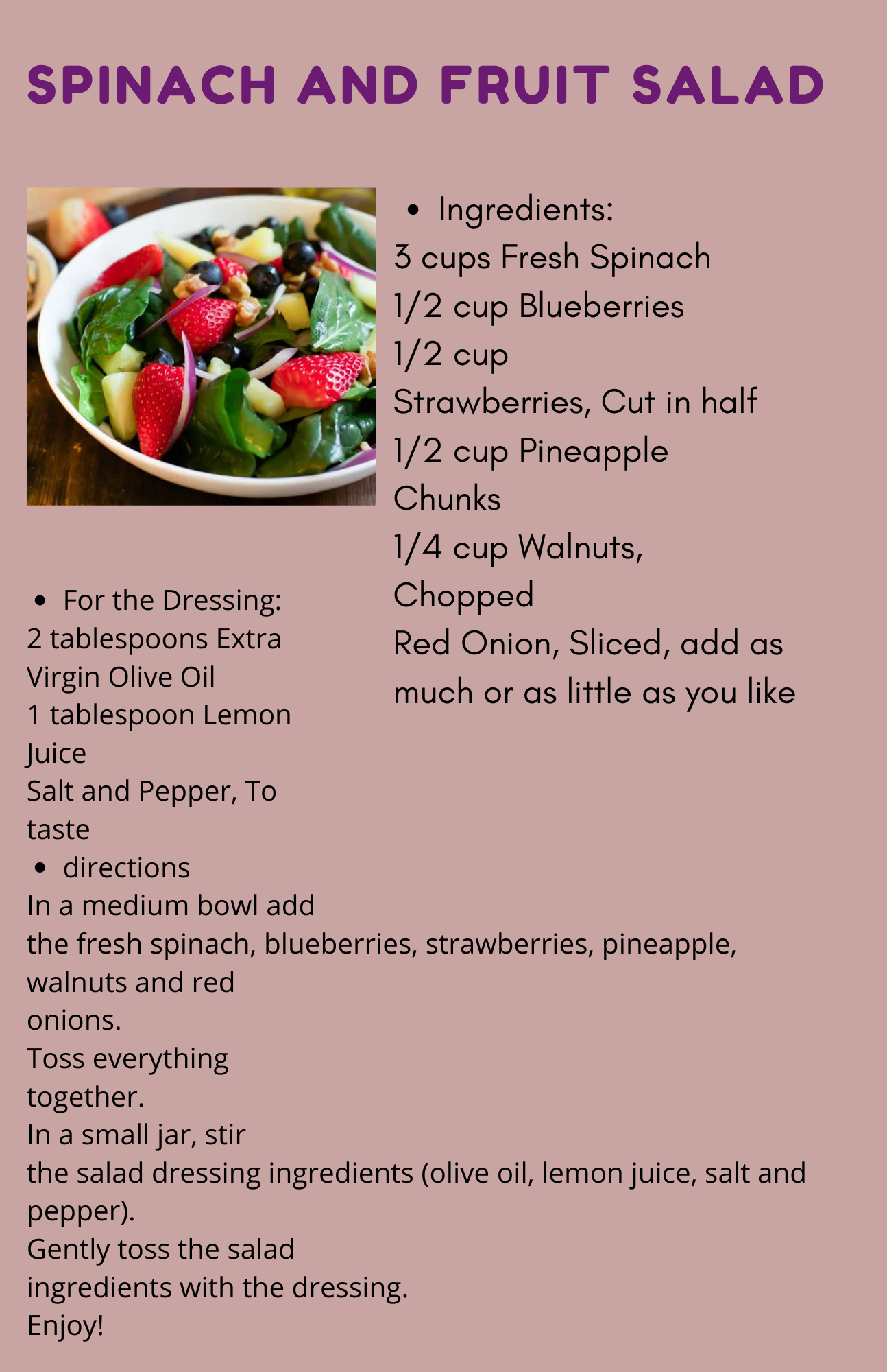 Spinach and Fruit Salad Recipe